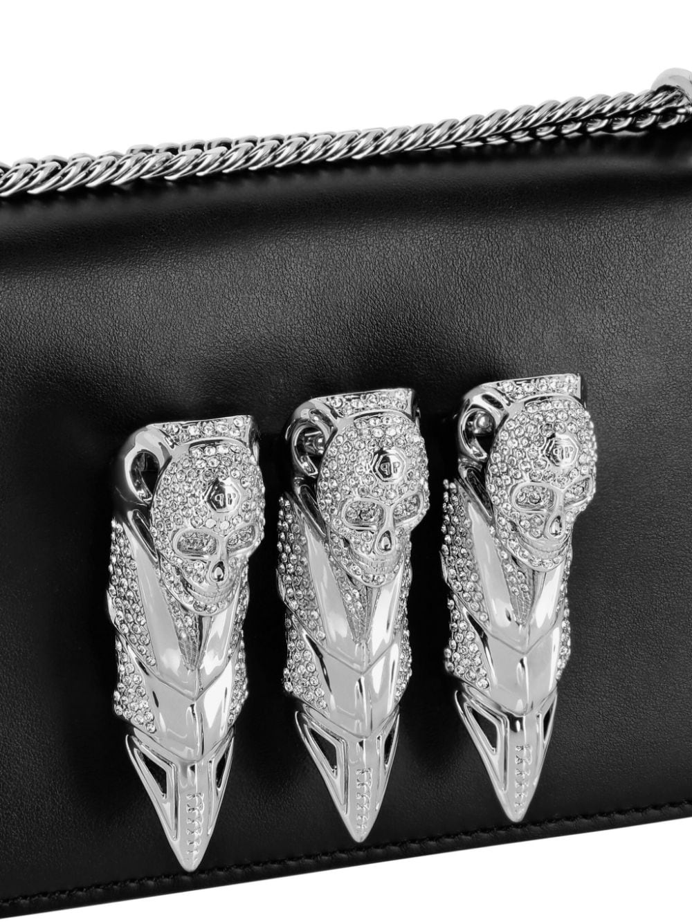 skull-appliquÃ© leather shoulder bag - 3