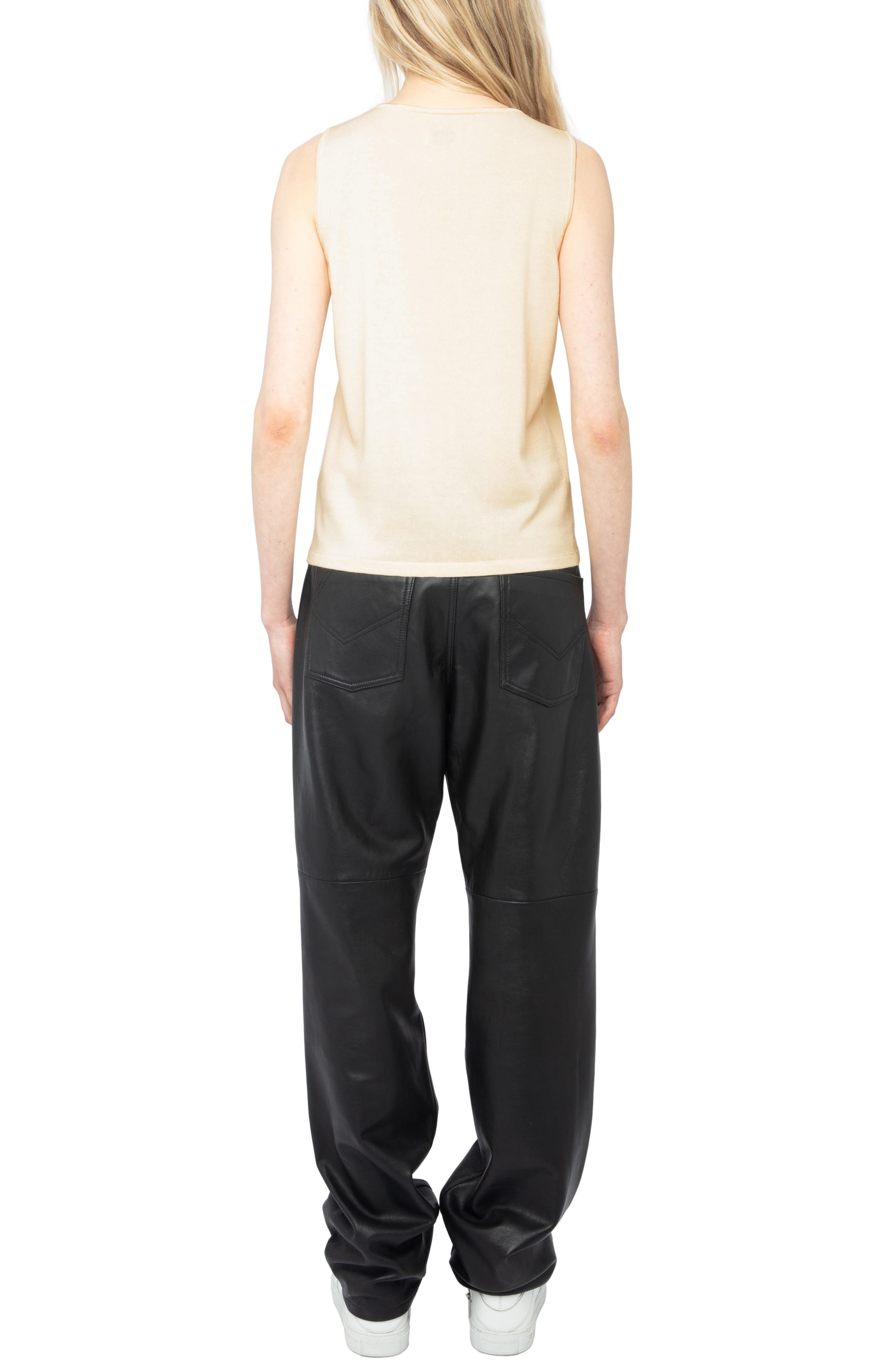 Zadig & Voltaire Sayani Crystal Detail Keyhole Neck Knit Tank in Judo at Nordstrom - 6