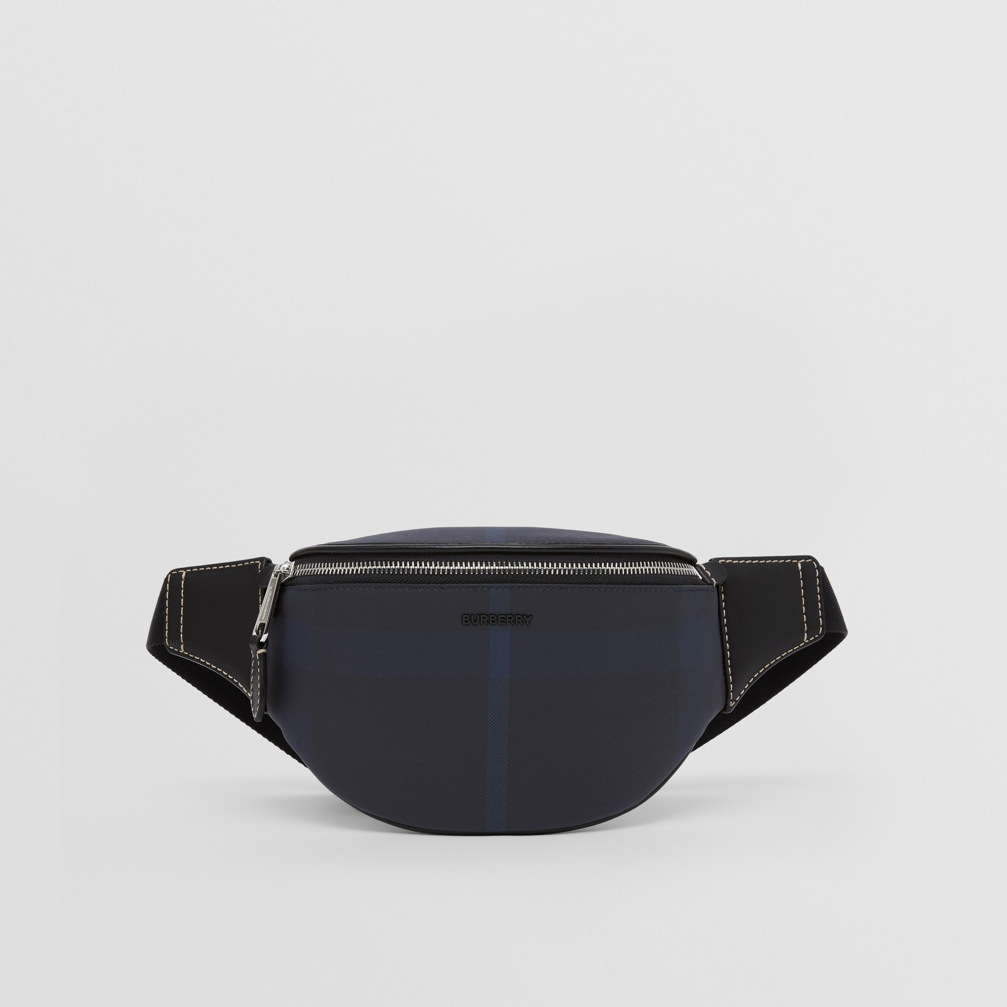 Exaggerated Check and Leather Mini Bum Bag - 1