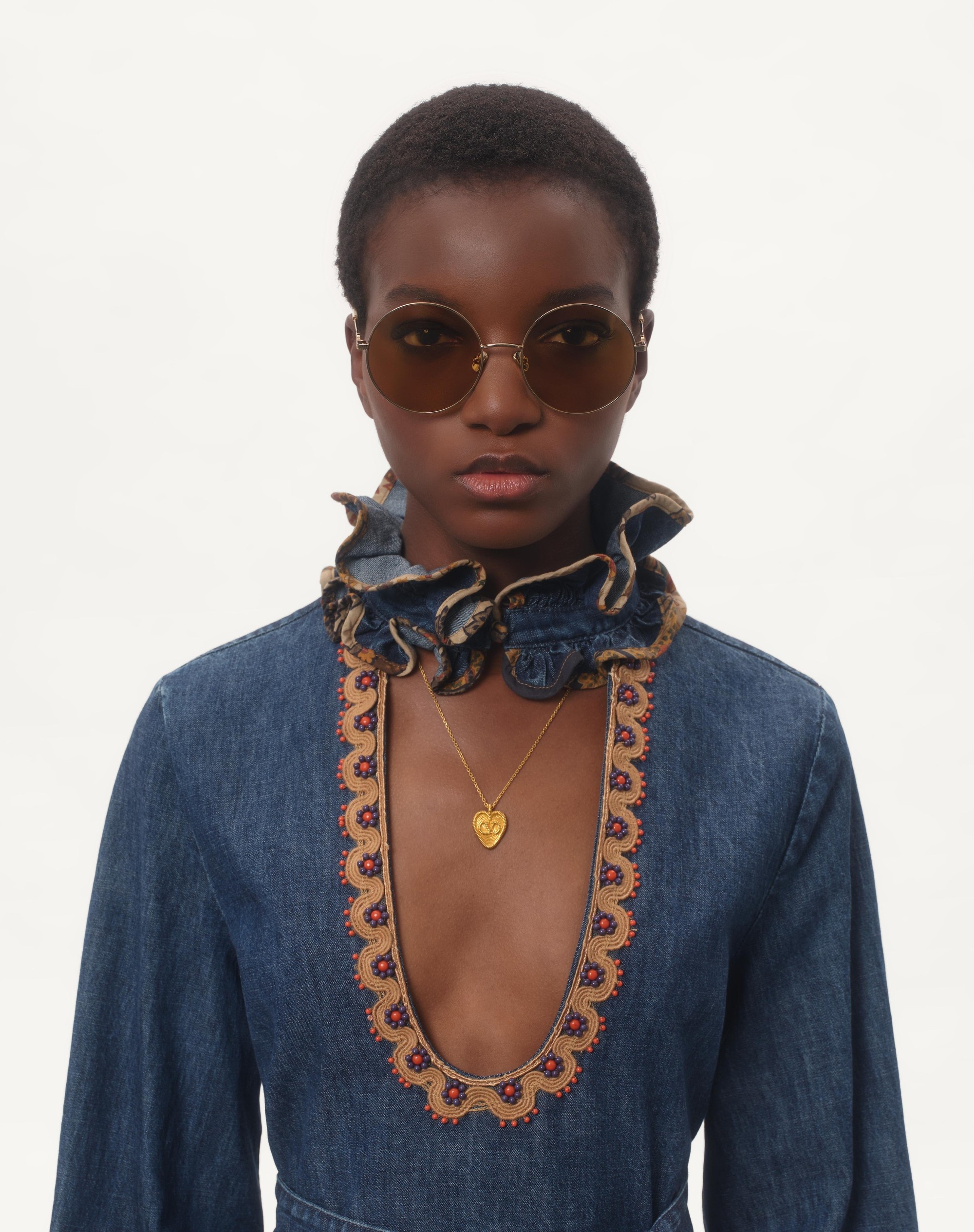 EMBROIDERED CHAMBRAY DENIM TOP - 5