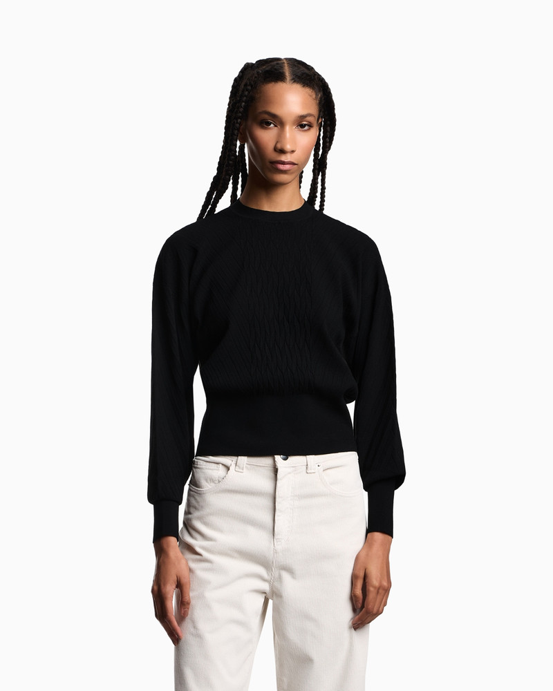 EMPORIO ARMANI TRAVEL ESSENTIALS CAPSULE COLLECTION VISCOSE-BLEND JUMPER WITH AN EMBOSSED MOTIF outlook