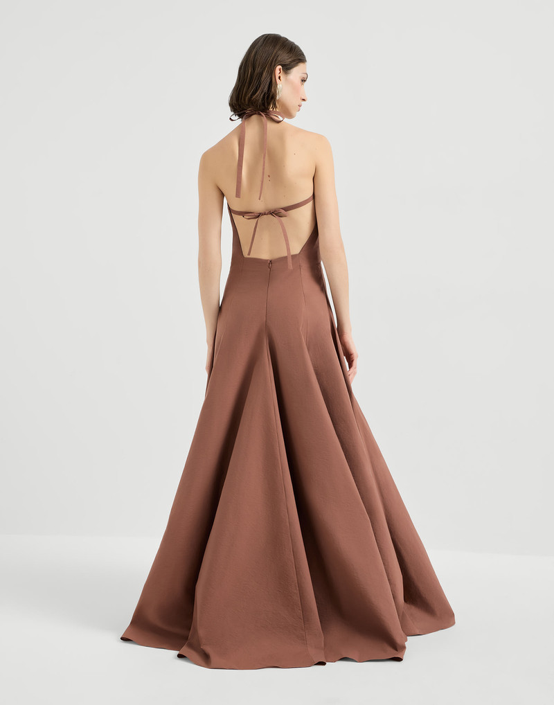 Brunello Cucinelli Techno cotton poplin halterneck dress outlook