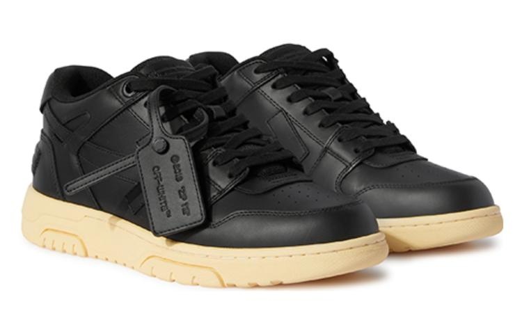 Off-White Out Of Office Leather Sneakers 'Black Yellow' OMIA189F23LEA0011010 - 2