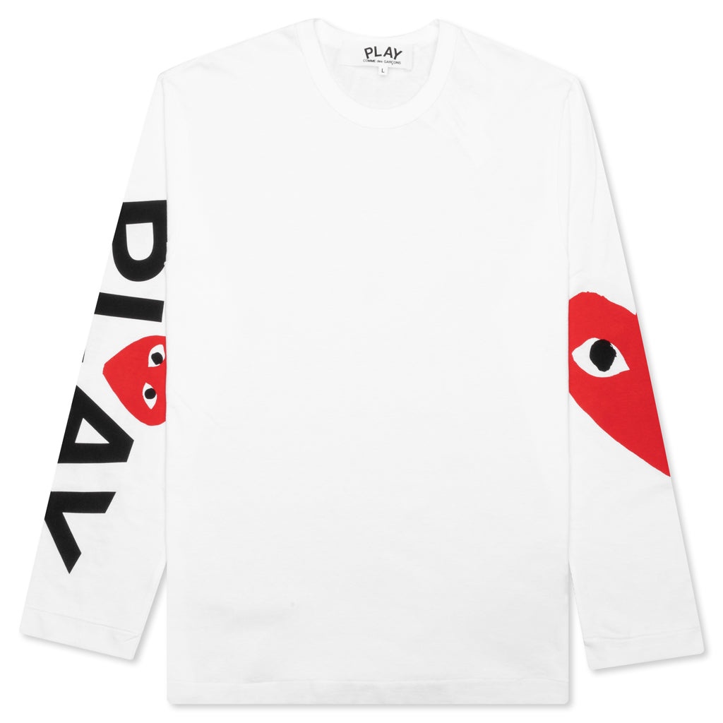 COMME DES GARCONS PLAY BIG HEART L/S - WHITE - 1