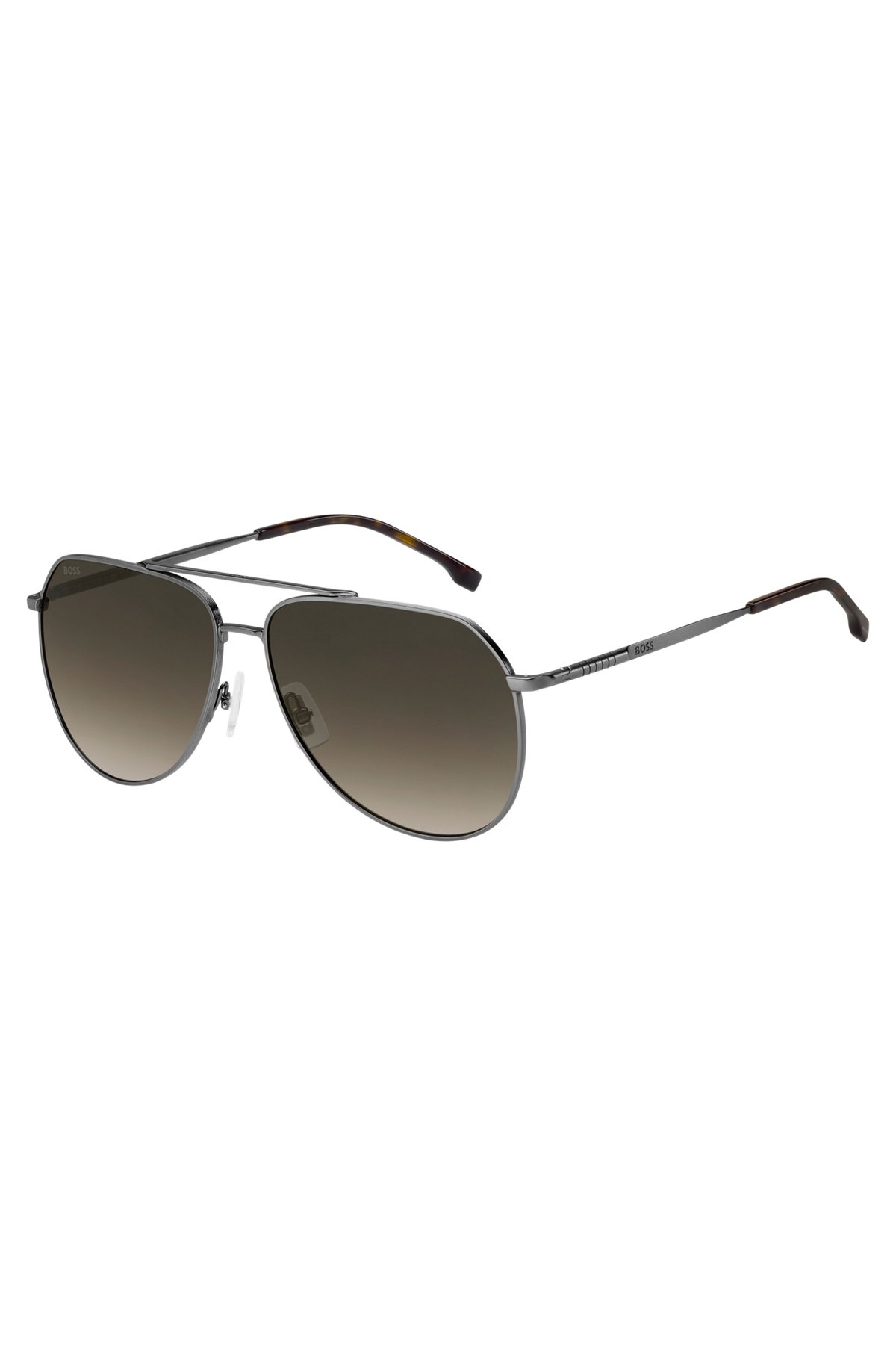 SILVER-TONE SUNGLASSES WITH HAVANA-ACETATE END-TIPS - 1