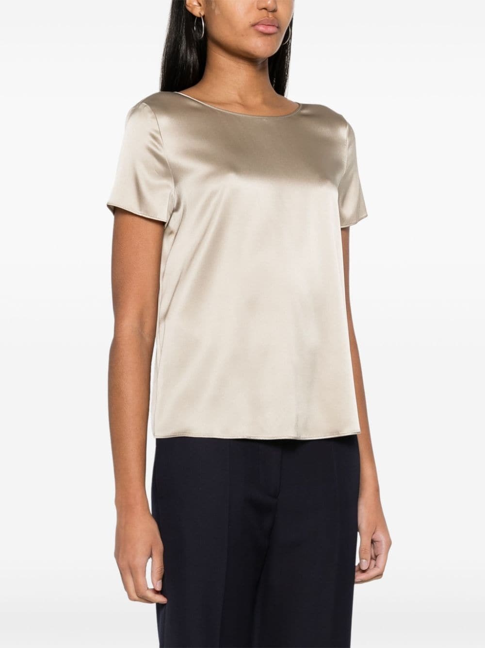 round-neck satin blouse - 3