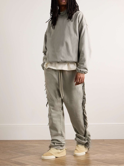 Fear of God Straight-Leg Fringed Suede-Trimmed Cotton-Jersey Sweatpants outlook