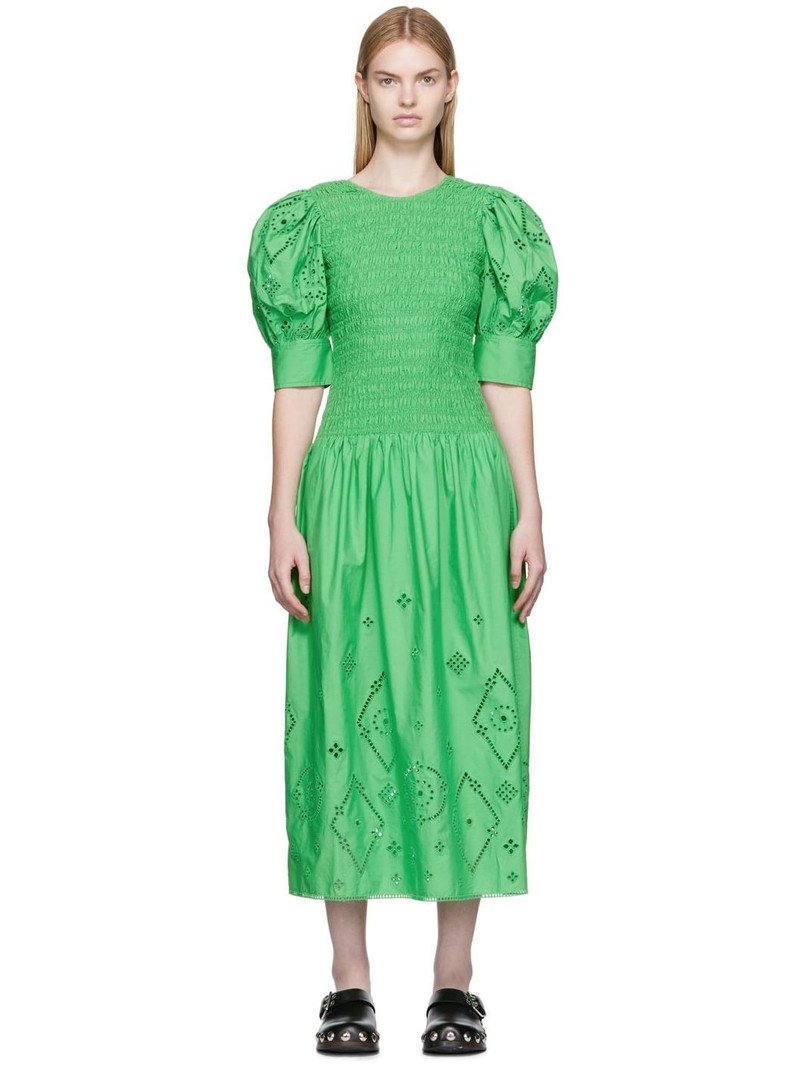 Green Broderie Anglaise Midi Dress 1