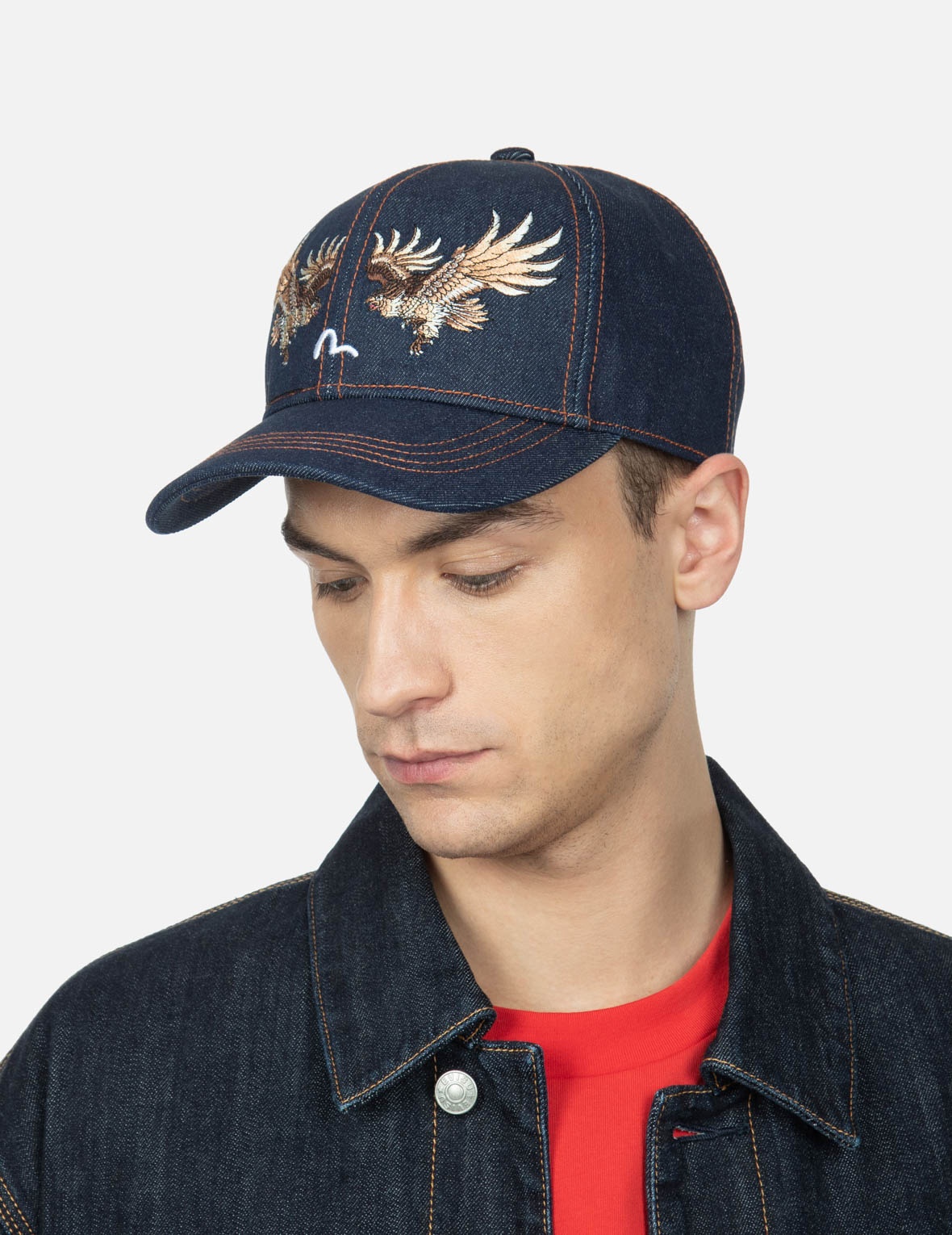 EAGLE AND SEAGULL EMBROIDERY DENIM CAP - 3