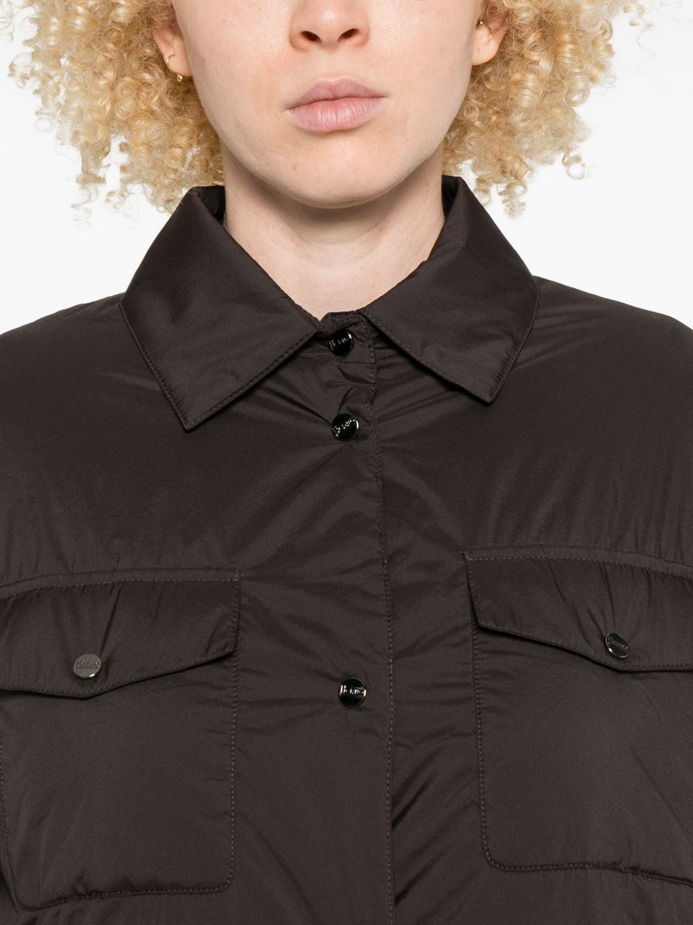 button-down flap-pocket shirt coat - 5