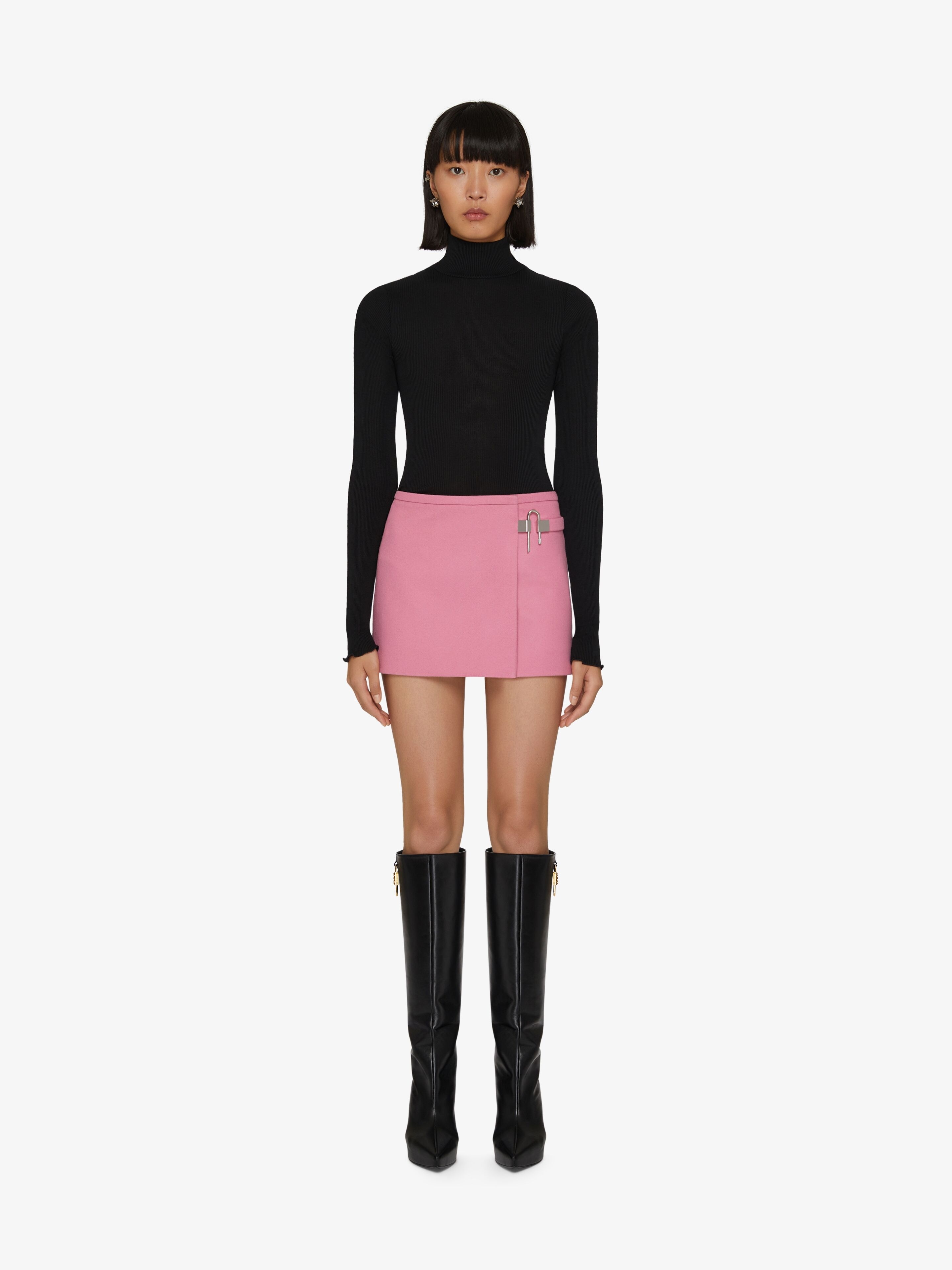 MINI WRAP SKIRT IN WOOL WITH U-LOCK CLOSING - 2
