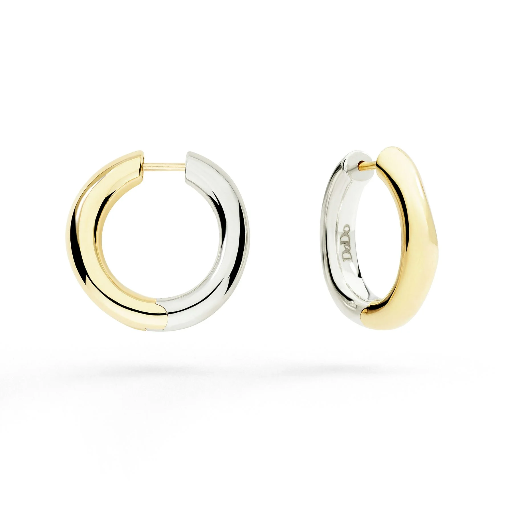 STERLING SILVER & YELLOW GOLD HOOP EARRINGS - 1