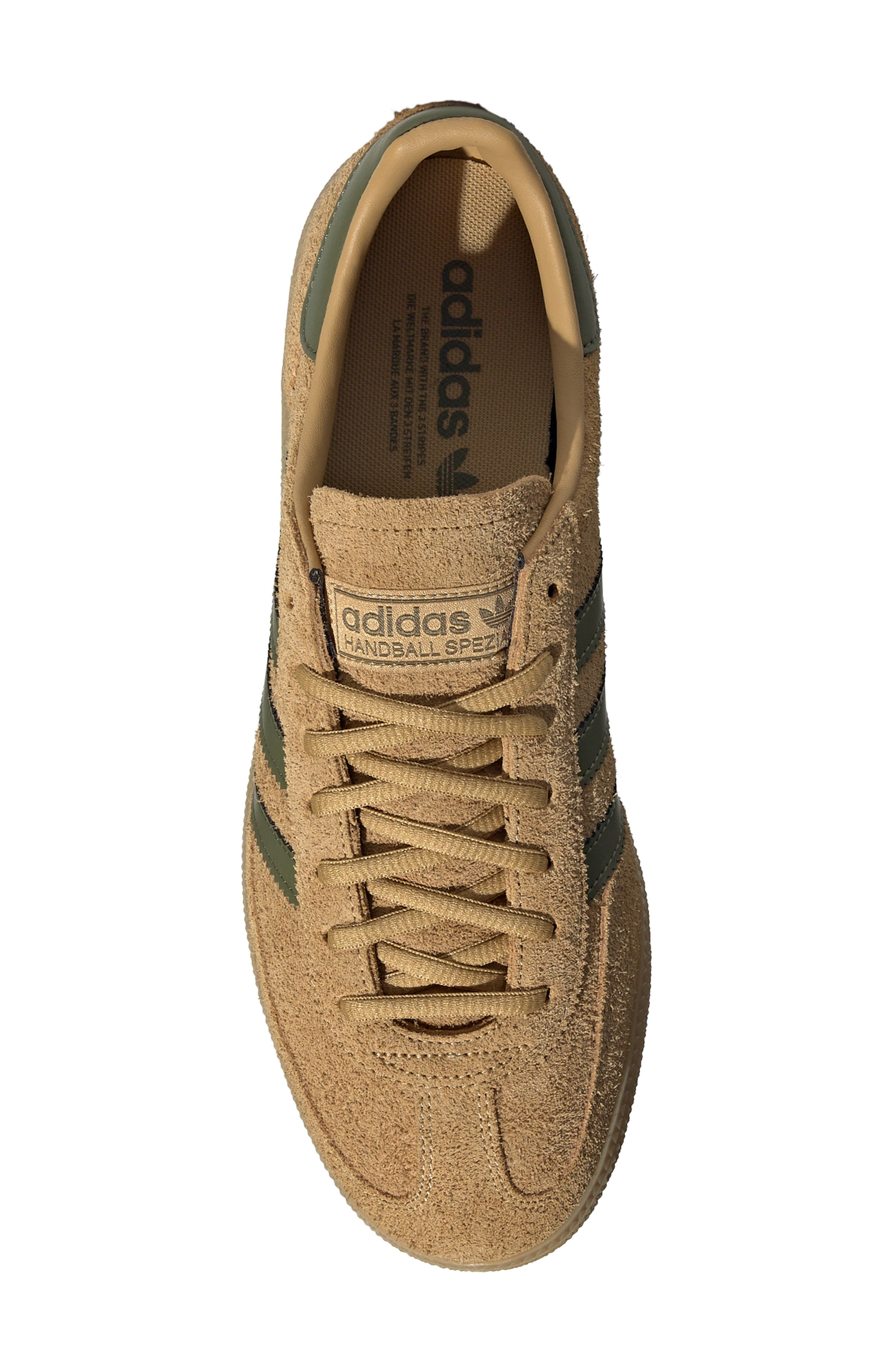 adidas Gender Inclusive Handball Spezial Sneaker in Golden Beige/Focus Olive/Gum at Nordstrom - 4
