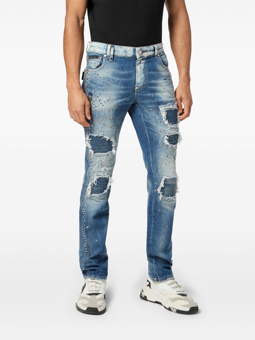 stud-embellished jeans - 3