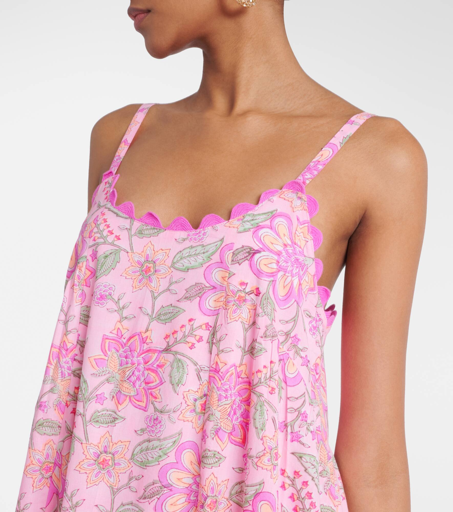 Floral printed cotton maxi dress - 4