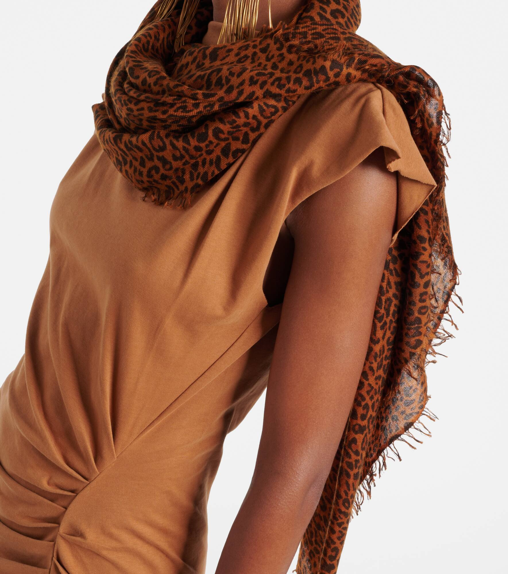 Leopard-print cashmere and wool scarf - 3