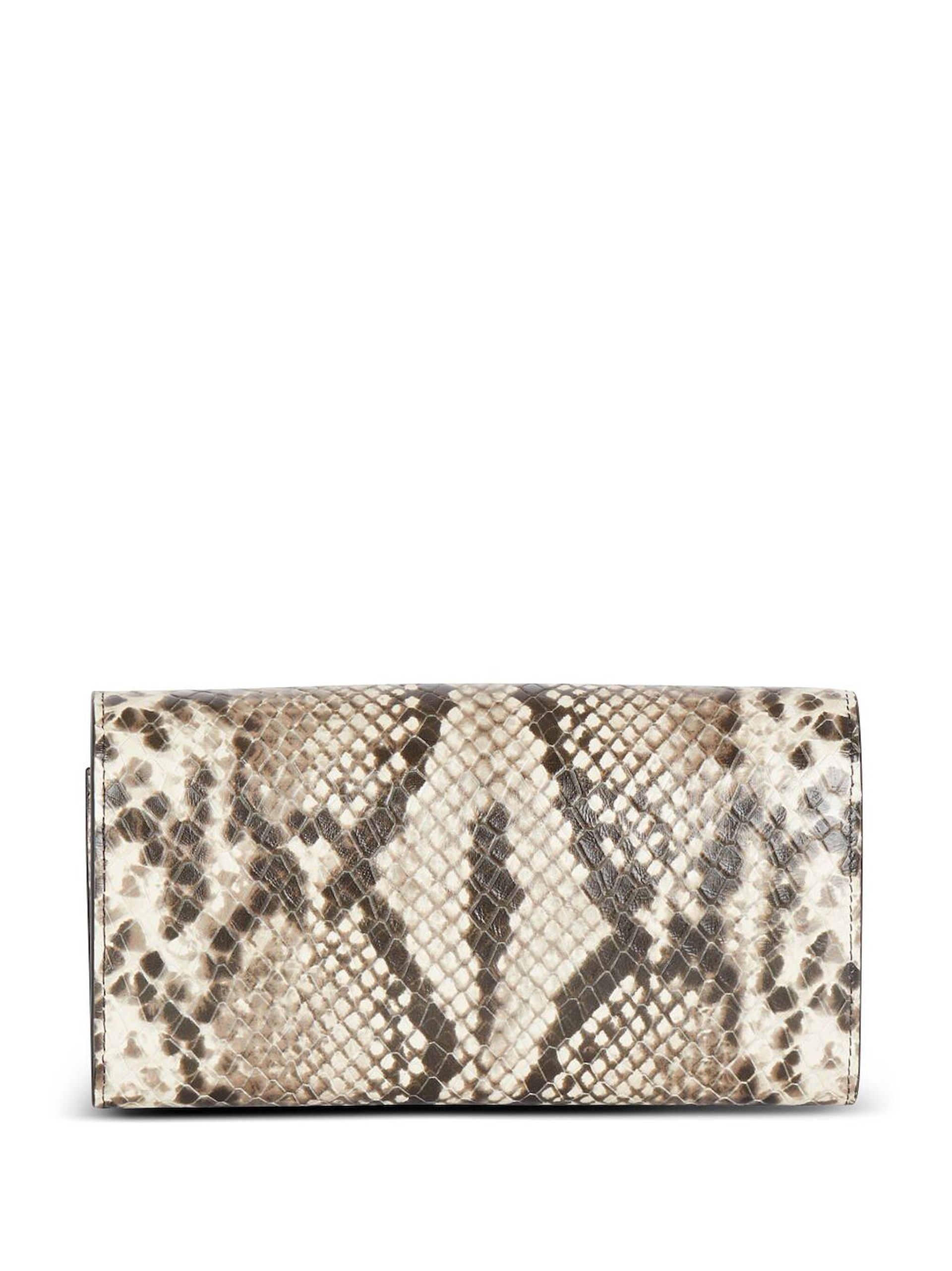 Brown B-Buzz Snakeskin-Effect Leather Wallet-On-Chain - 4