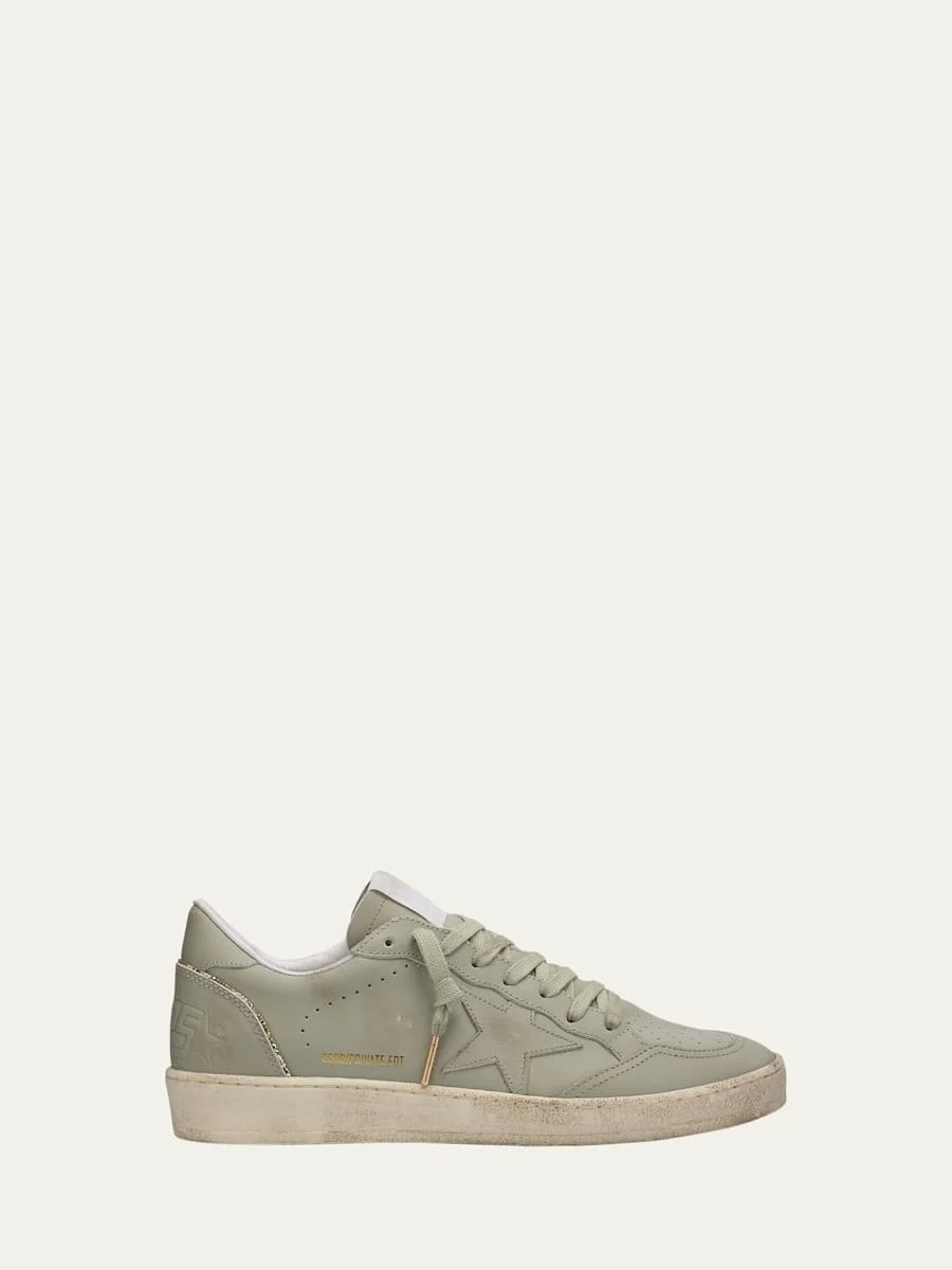 Ball Star Leather Glitter Low-Top Sneakers - 1
