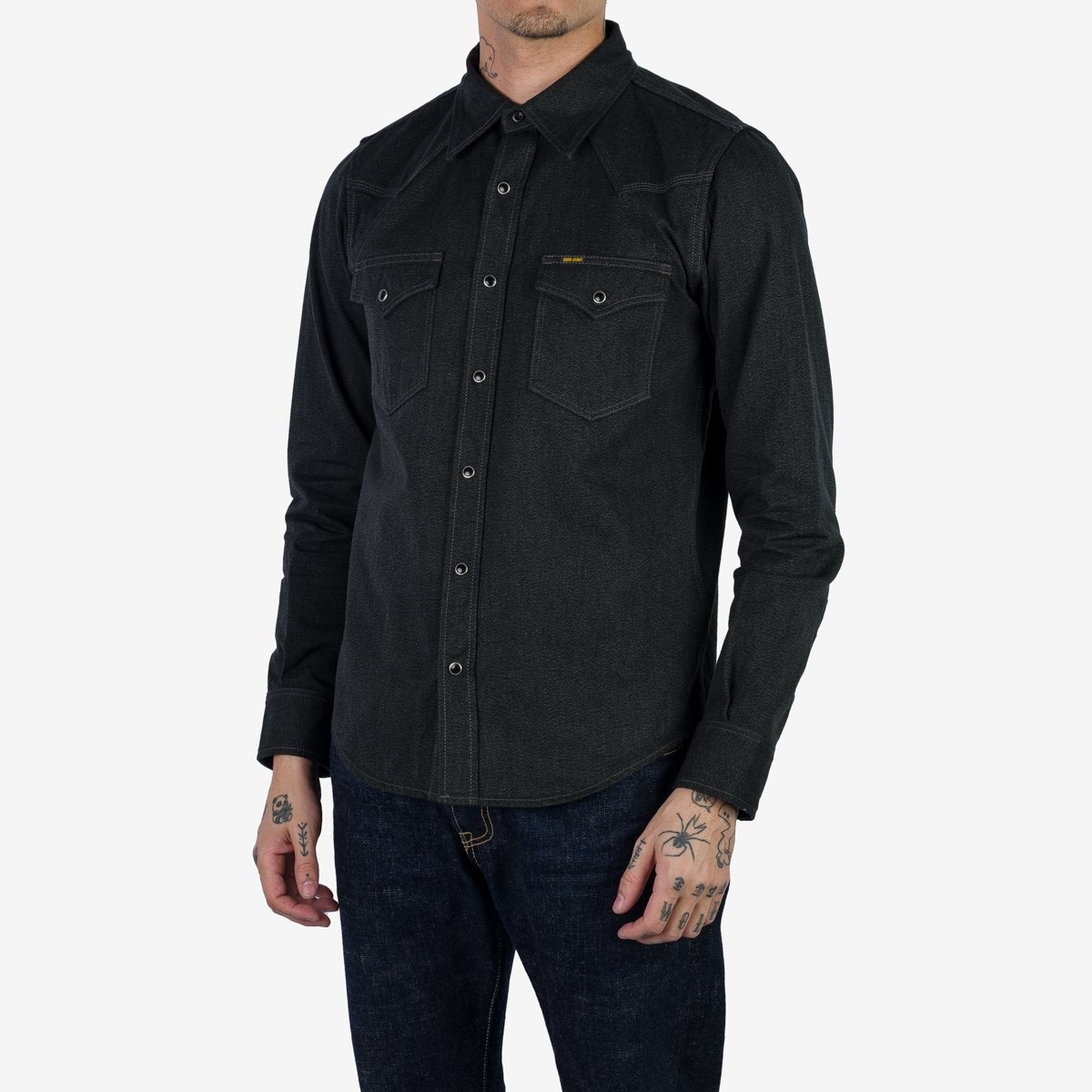 IHSH-367-BLK 10oz Mock Twist Twill Western Shirt - Black - 2
