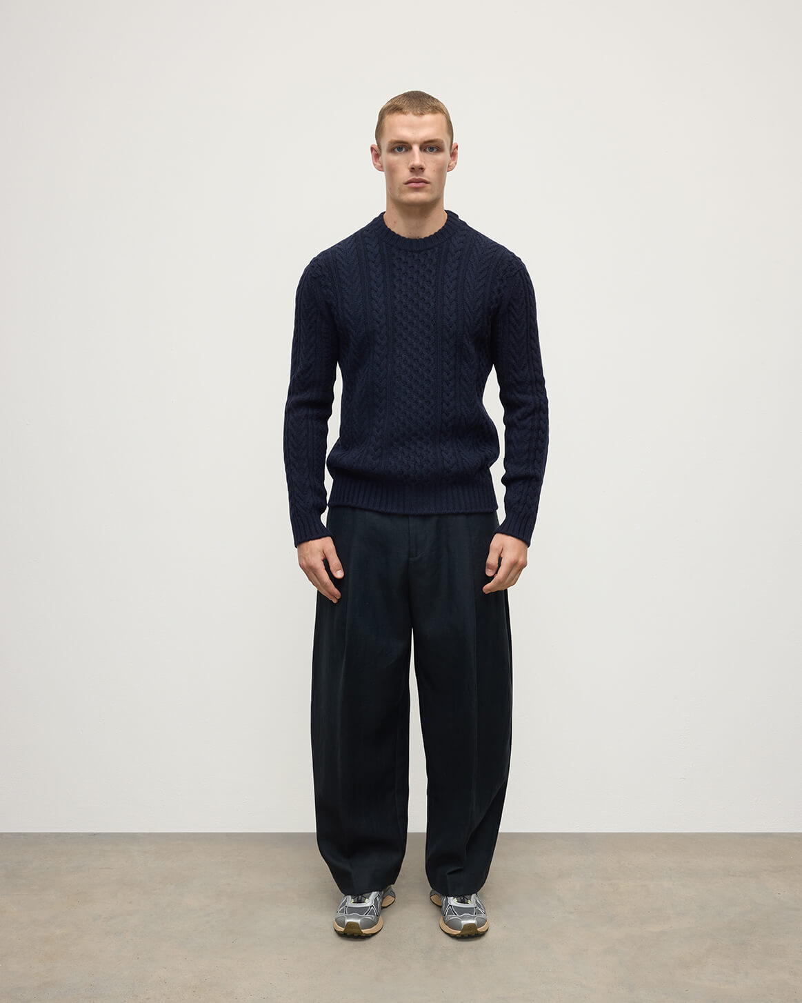 Aran Cable Navy Cashmere Jumper - 2