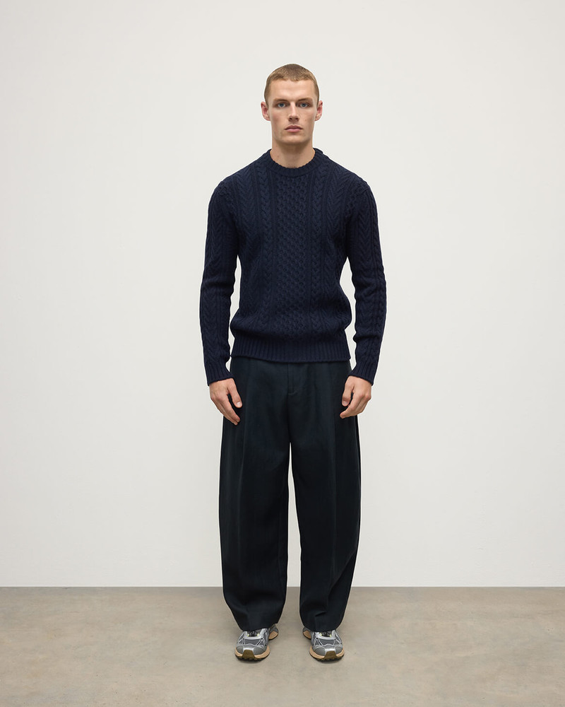 Johnstons of Elgin Aran Cable Navy Cashmere Jumper outlook