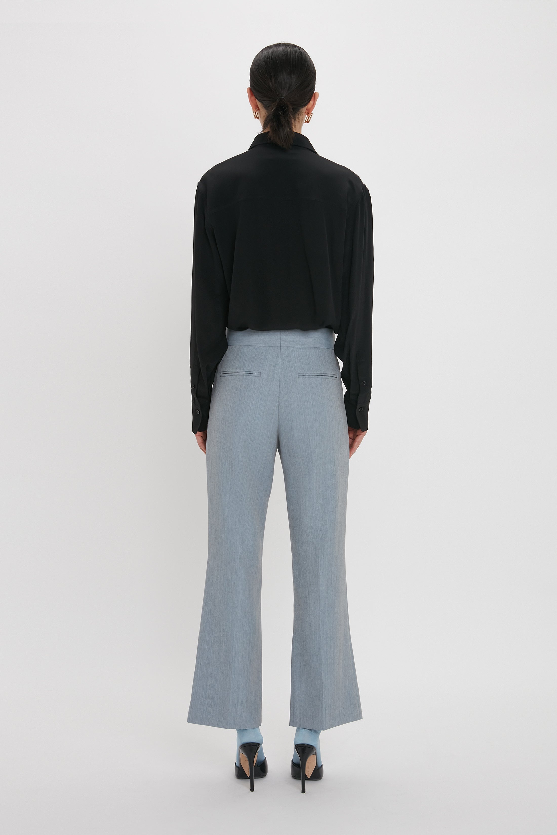 Exclusive Wide Cropped Flare Trouser In Marina - 4