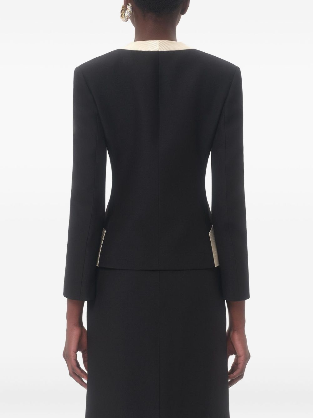 bow-detail crepe jacket - 4