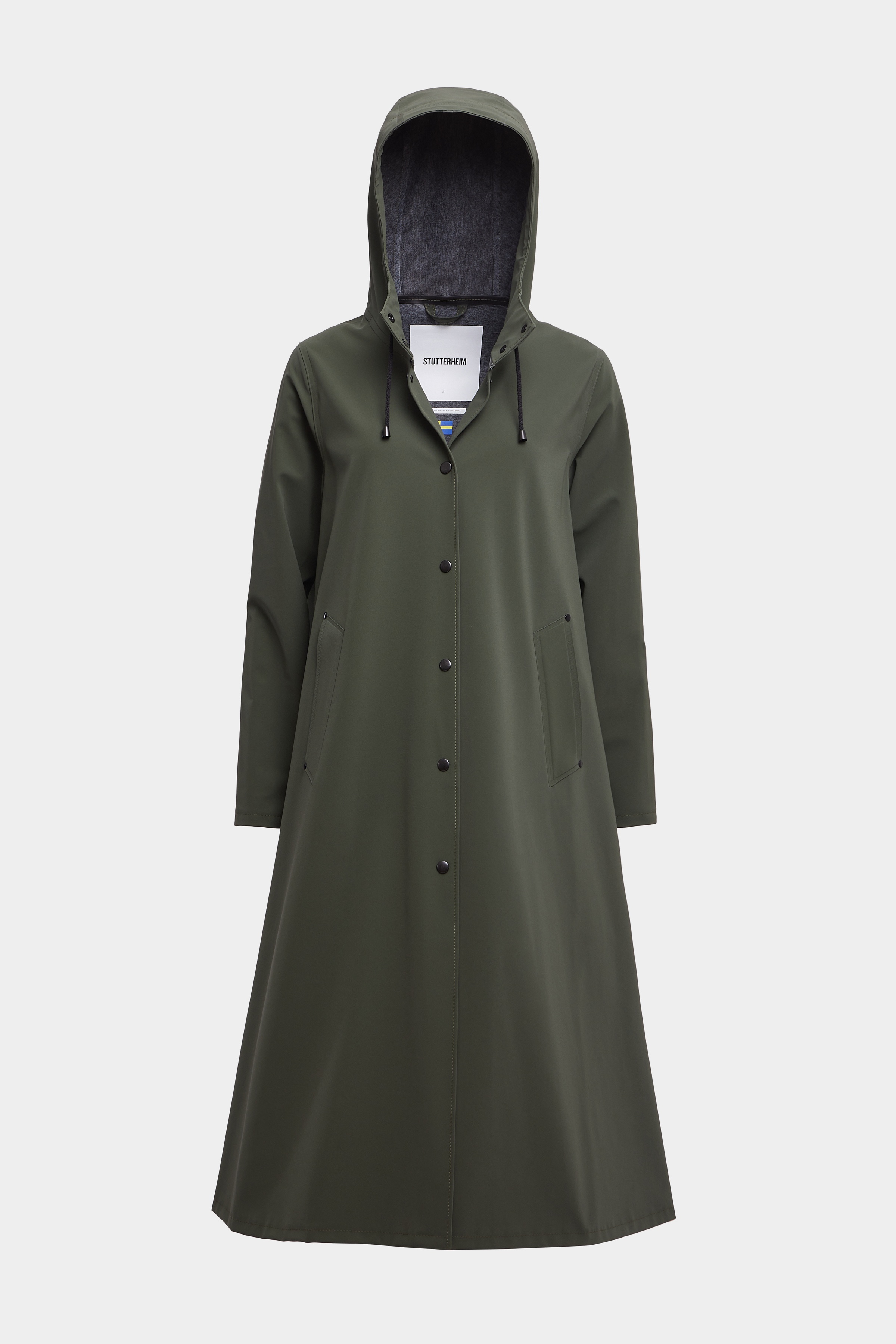 Mosebacke Long Matte Print Raincoat Dark Green - 1