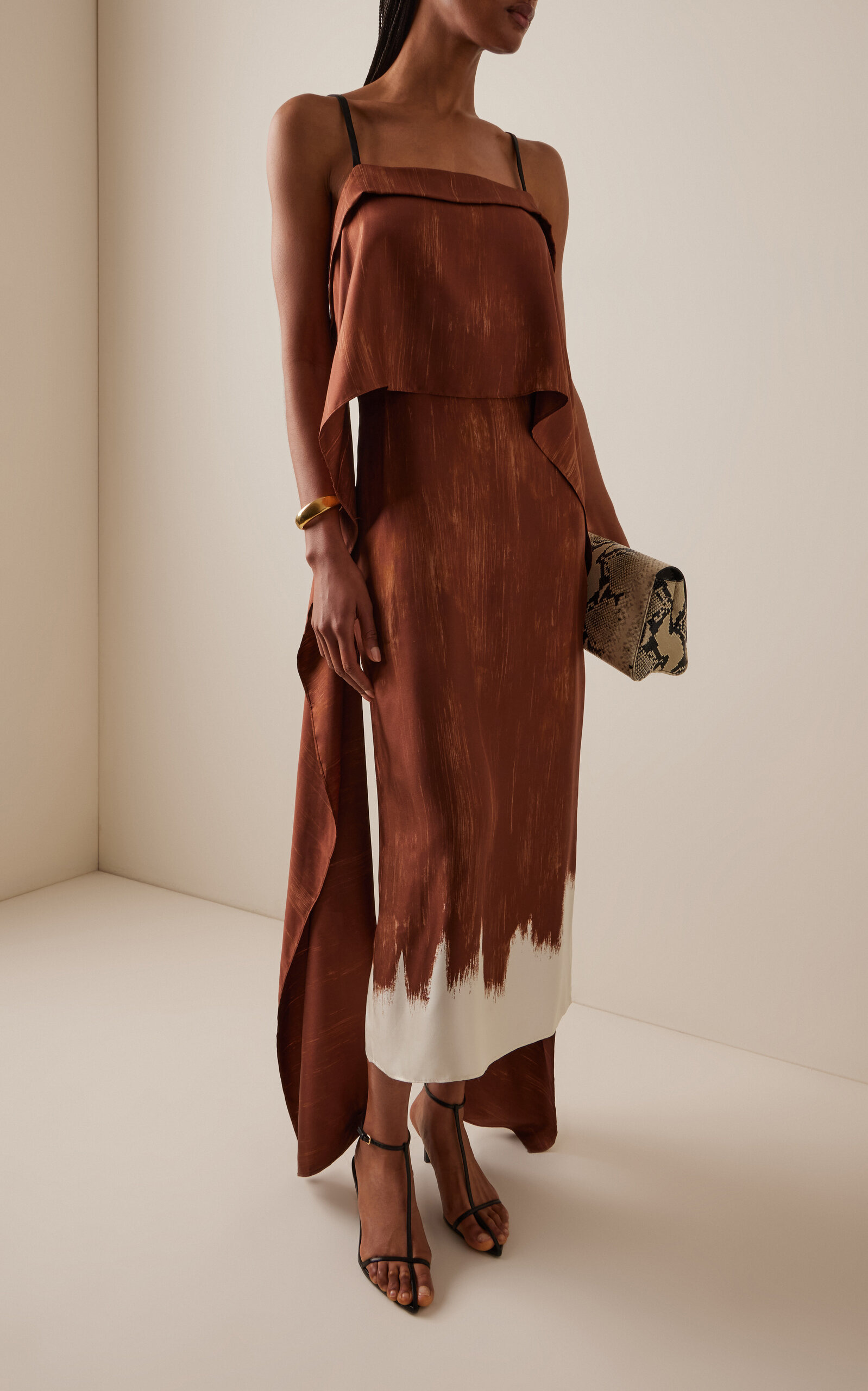 Wilma Double Printed Silk Dress brown - 3