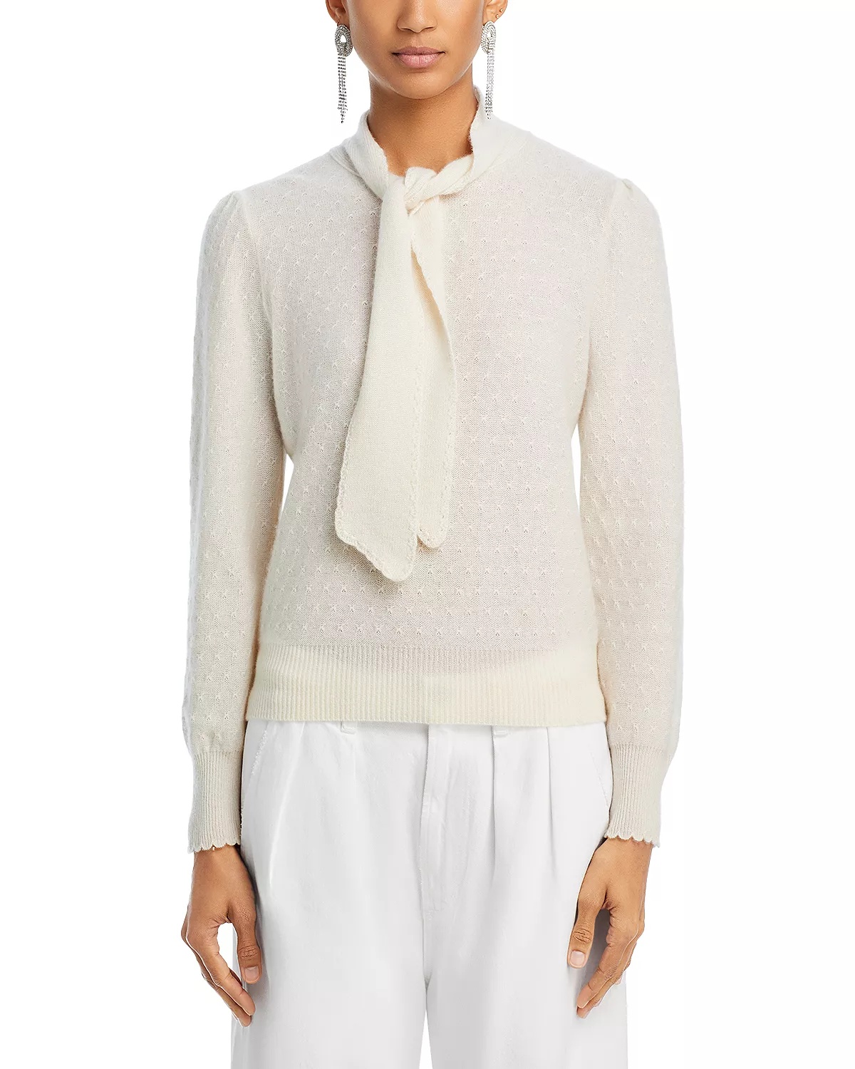 Cashmere Tie Neck Sweater - 6