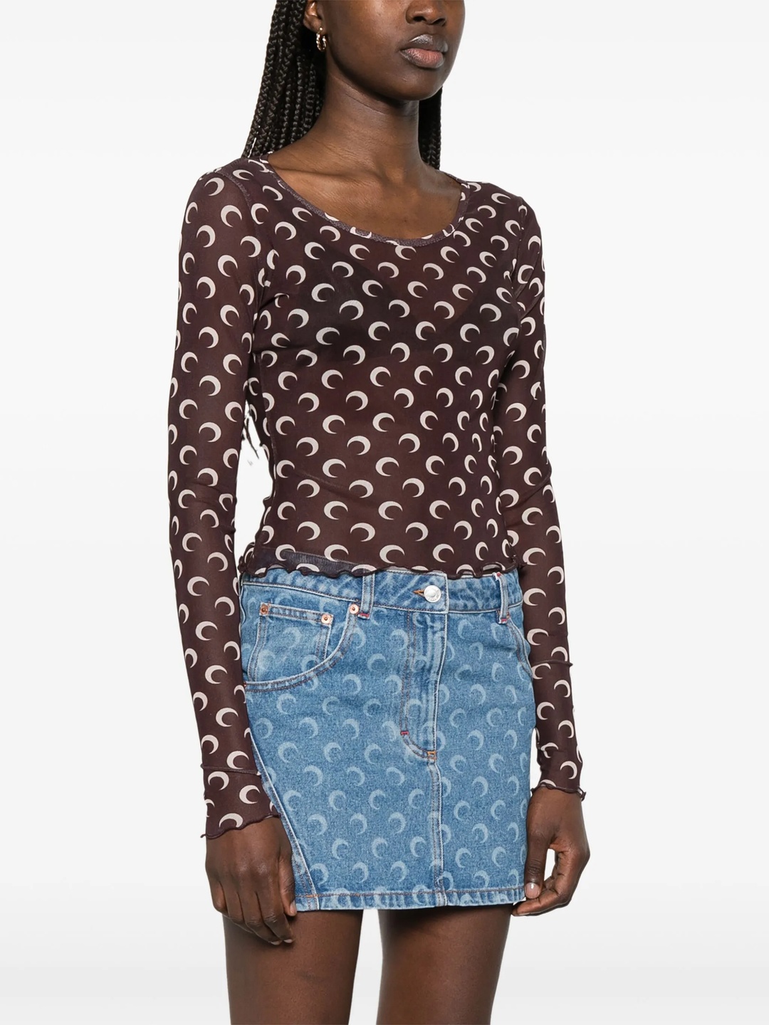 Recycled Moon Mesh Cropped Tee - 3