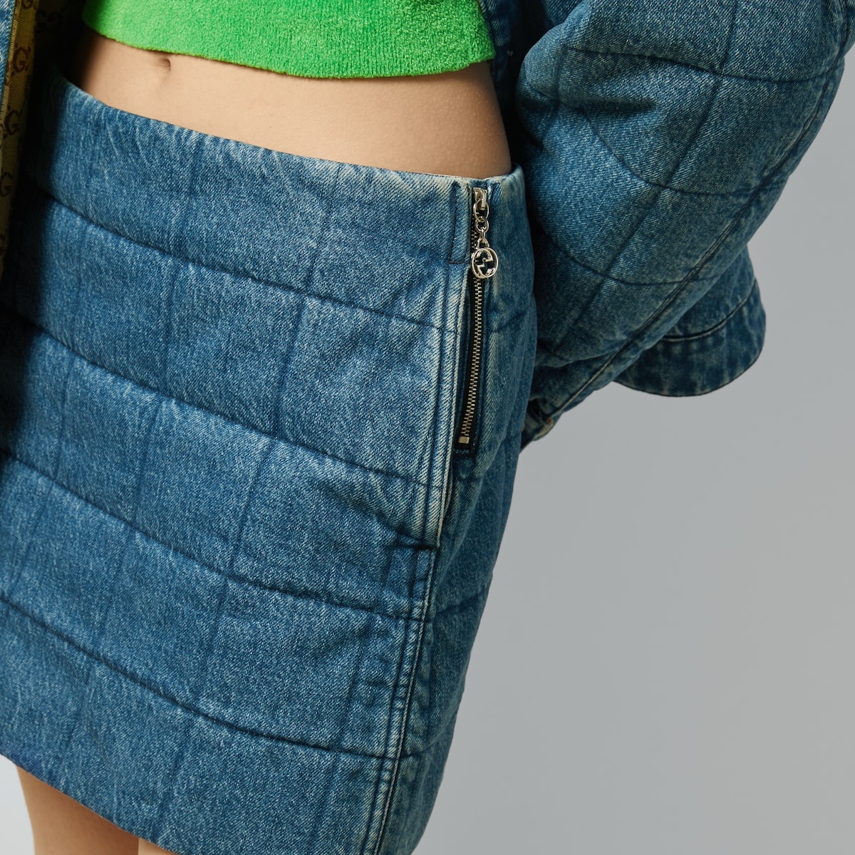 Quilted denim skirt - 3