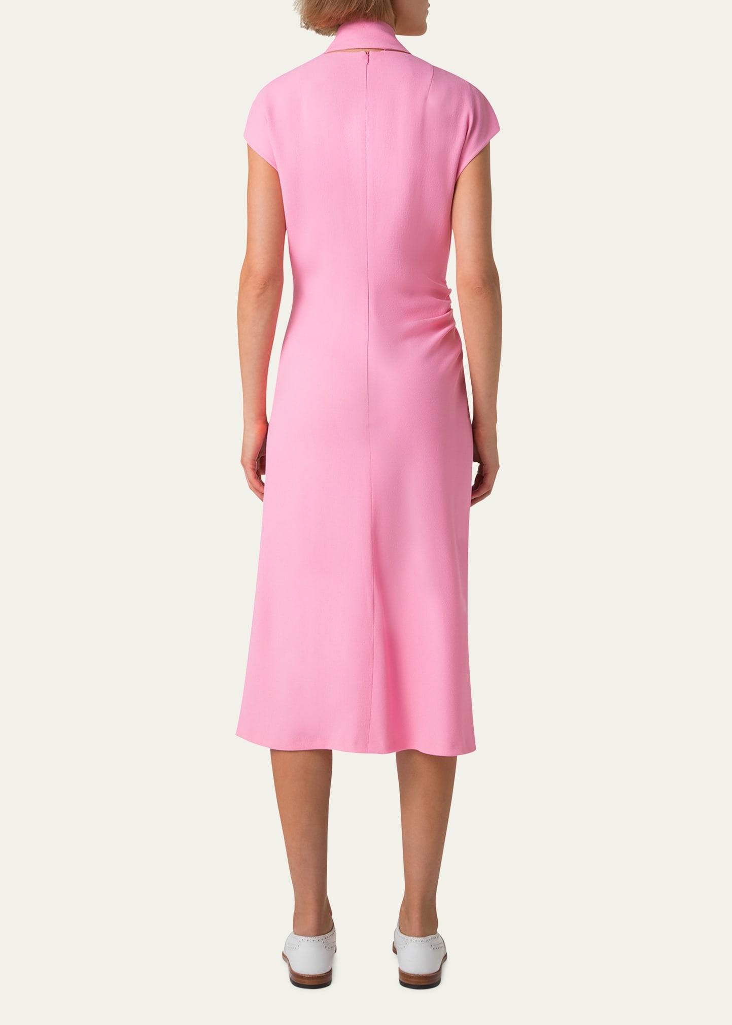 Crepe Mock-Neck Midi Dress - 3