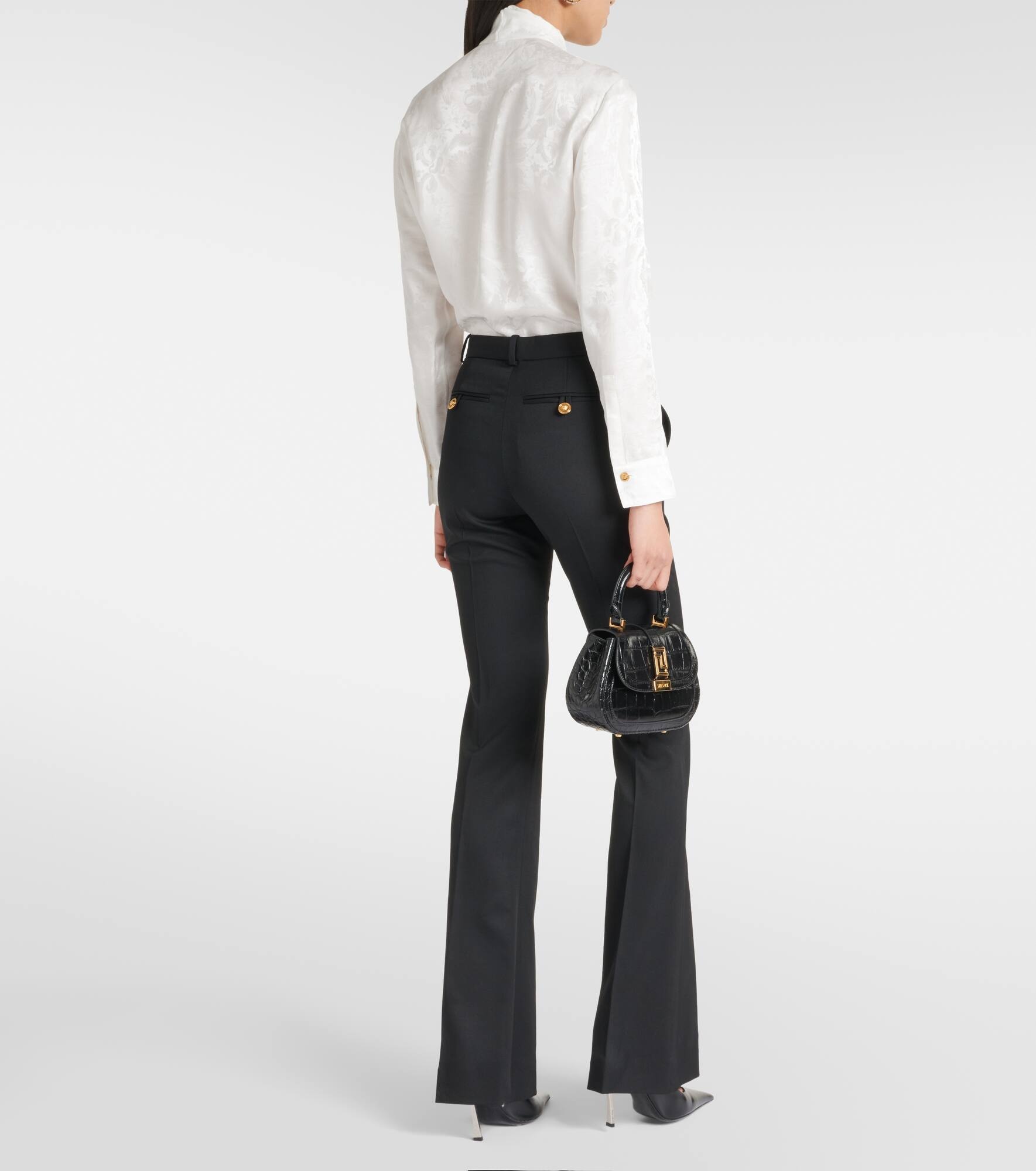 High-rise wool-blend flared pants - 3