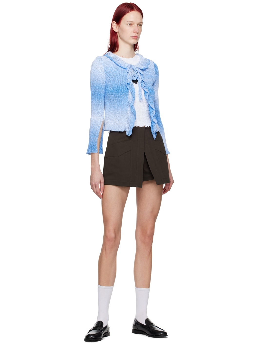 Blue Ruffled Cardigan - 4
