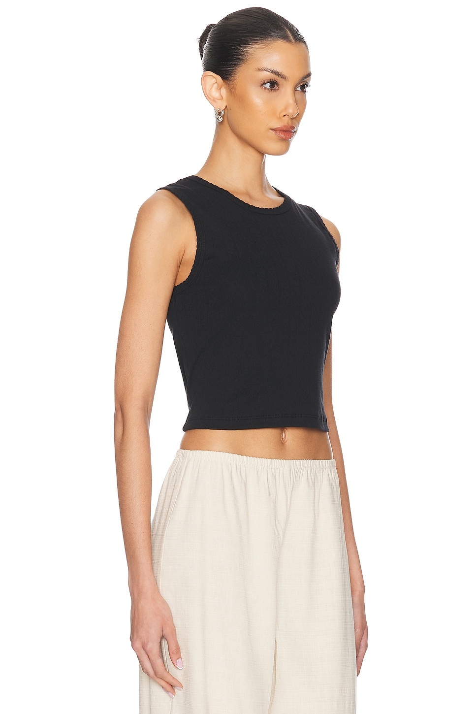 Pointelle Sleeveless Crewneck Top - 2
