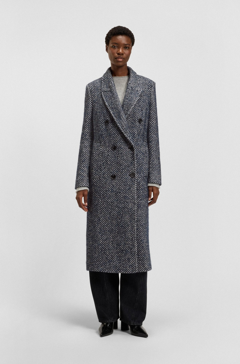 LONGLINE DOUBLE-BREASTED COAT WITH MACRO HERRINGBONE 2