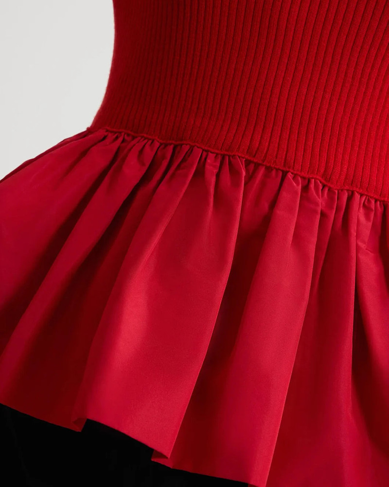 RUFFLE HEM RIBBED JUMPER IN WOOL AND FAILLE 5