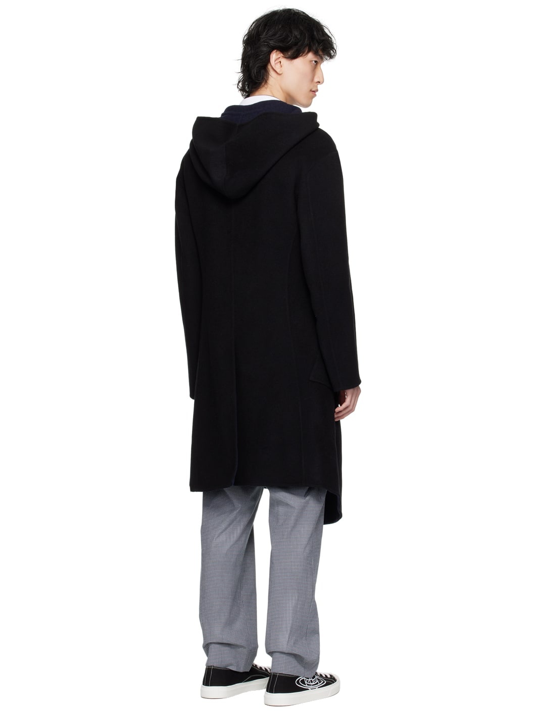 Black & Navy Double-Breasted Reversible Coat - 3