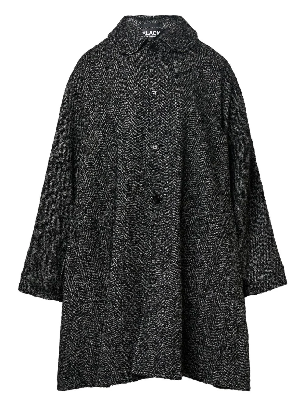 tweed herringbone round-collar coat - 1