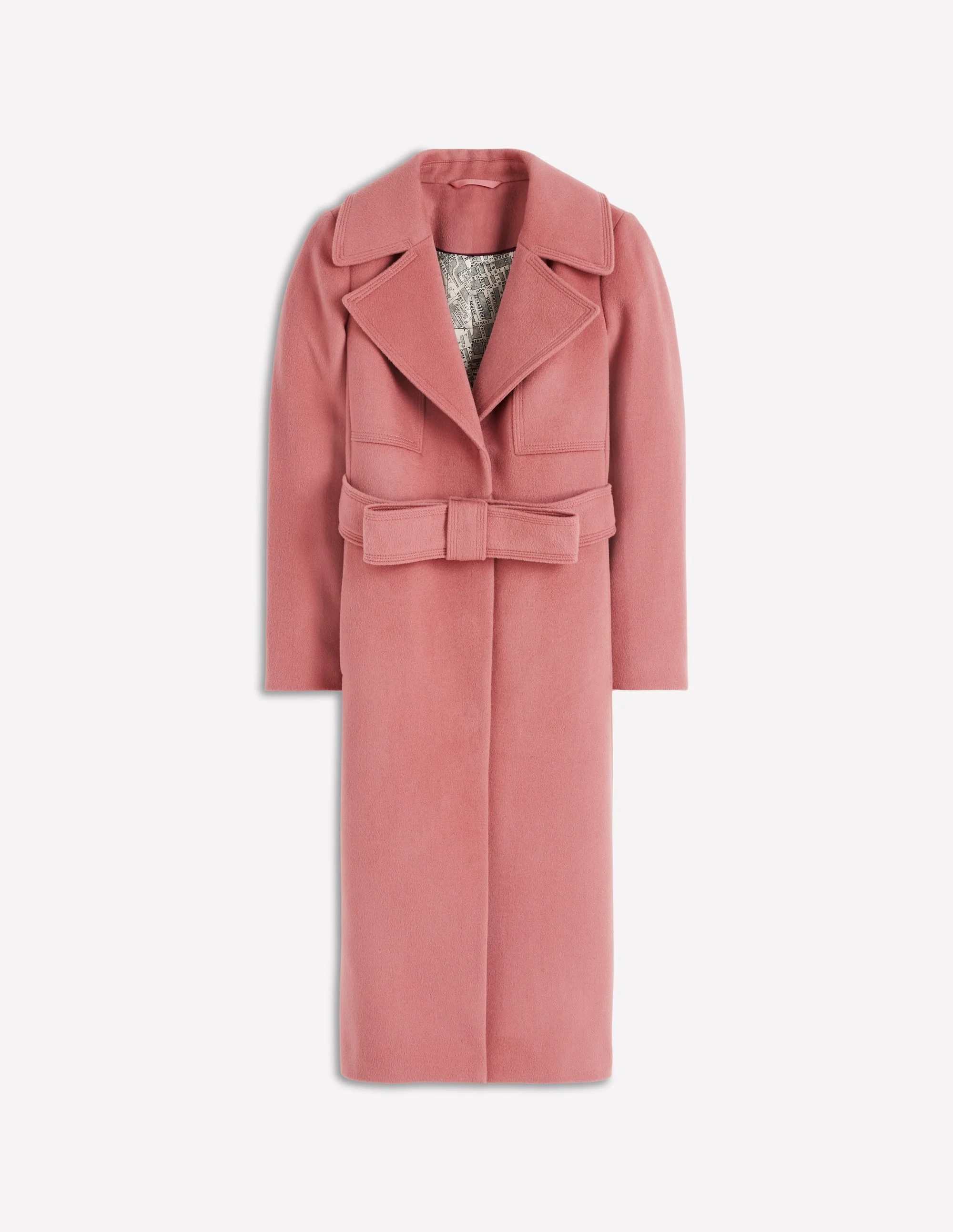 Bow Front Coat-Dusty Pink - 1