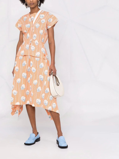 KENZO graphic-floral print gingham midi dress outlook