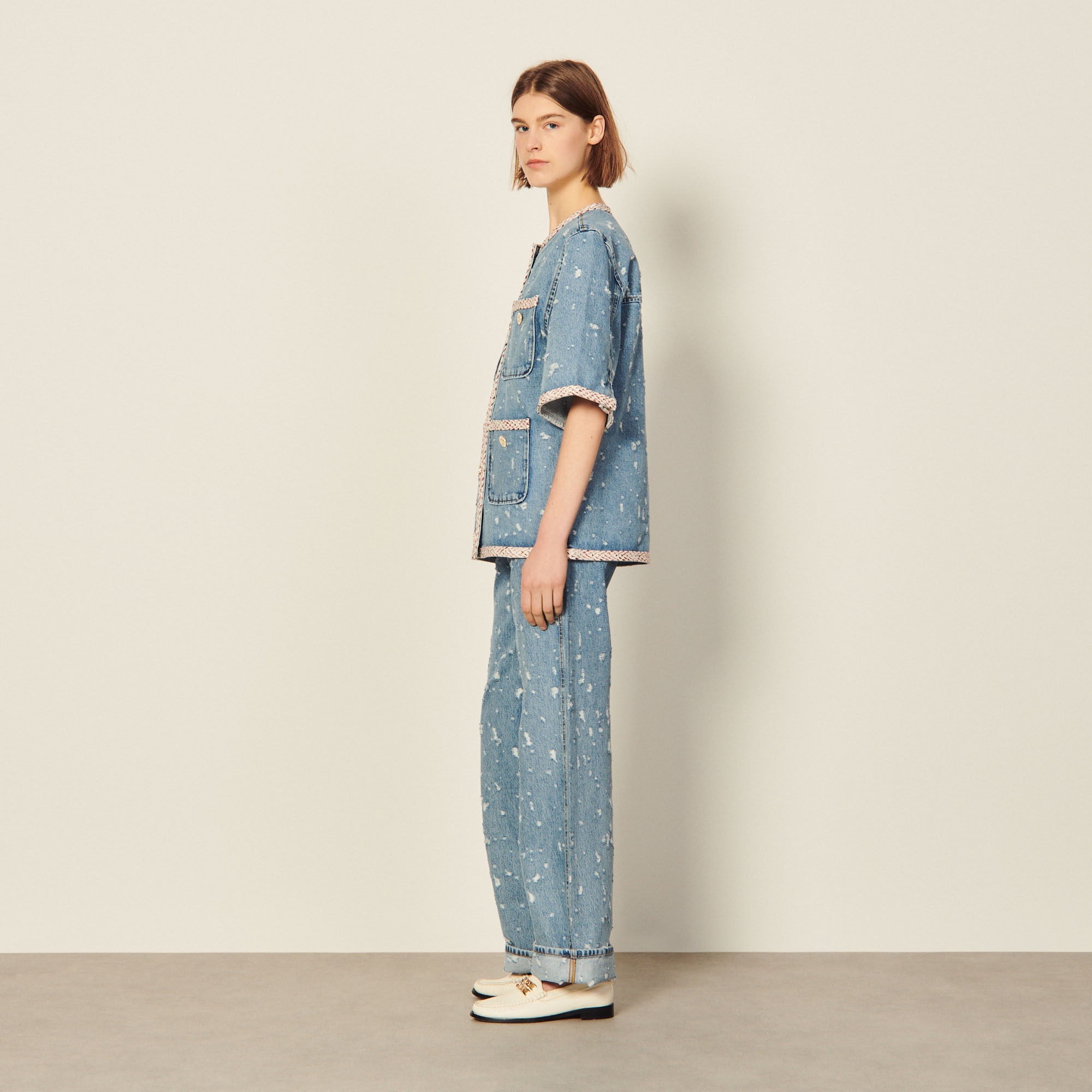 Short-sleeved denim jacket - 4
