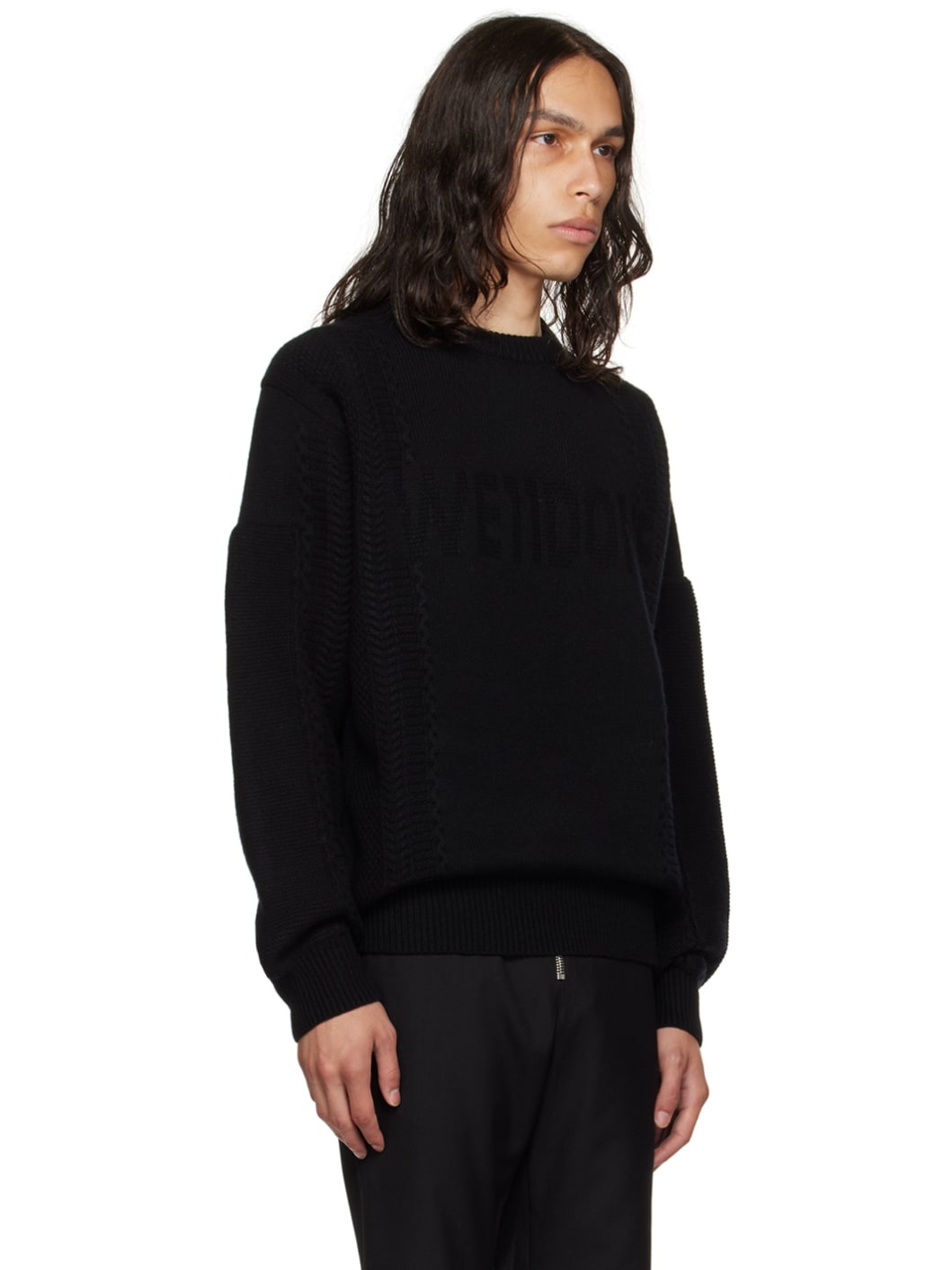 Black Square Patch Sweater - 2