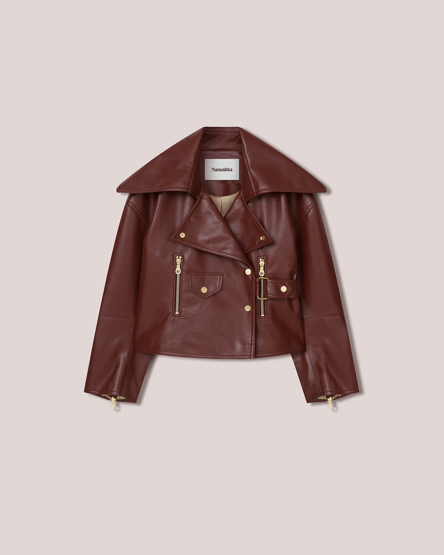 ADO - Regenerated leather biker jacket - Mahogany - 1