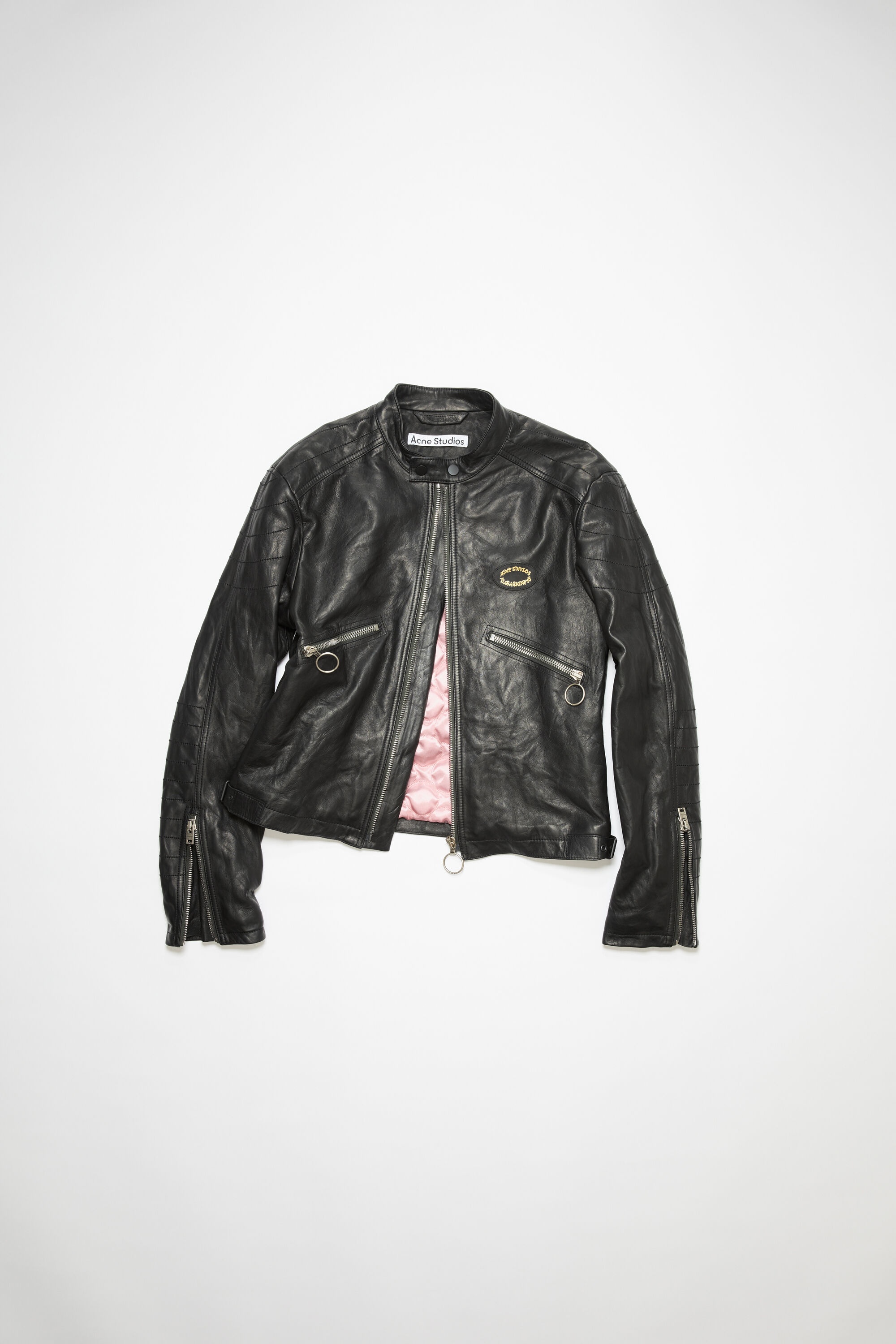 Distressed leather jacket - Black - 1