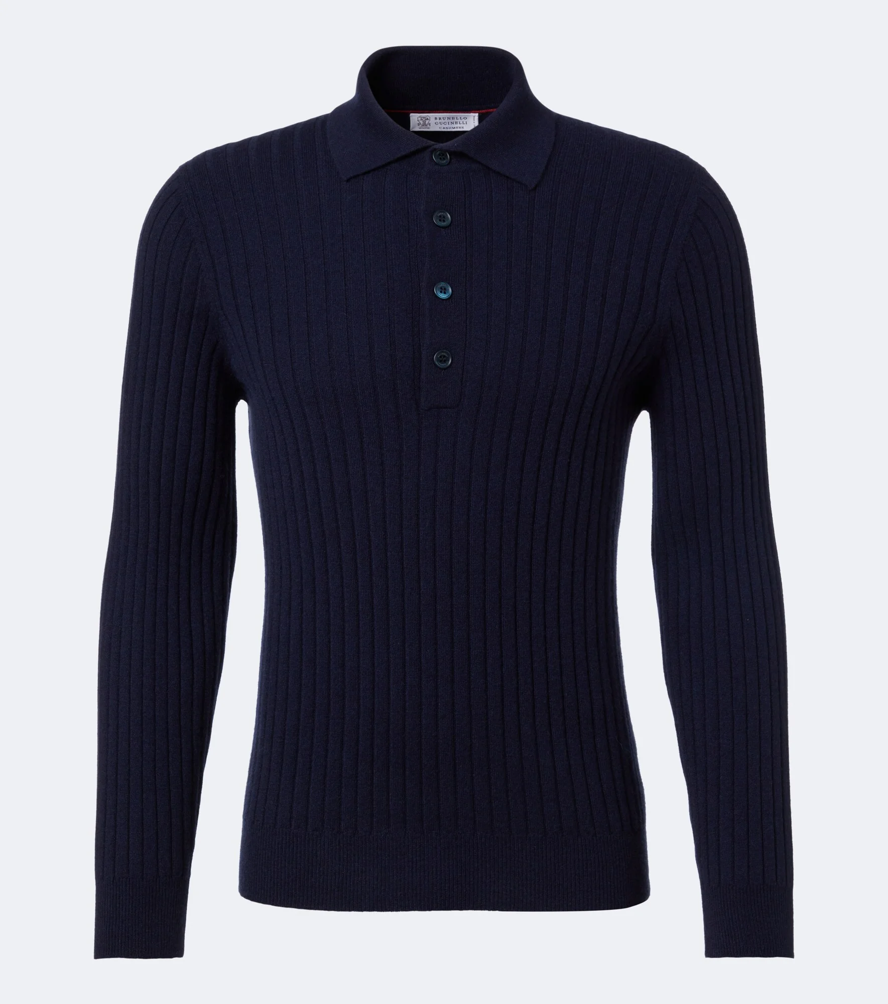 Ribbed-knit cashmere polo sweater - 1