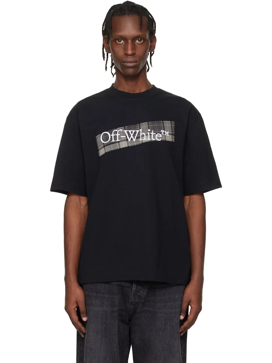 Black Flannel Diagonal Skate Logo T-shirt - 1