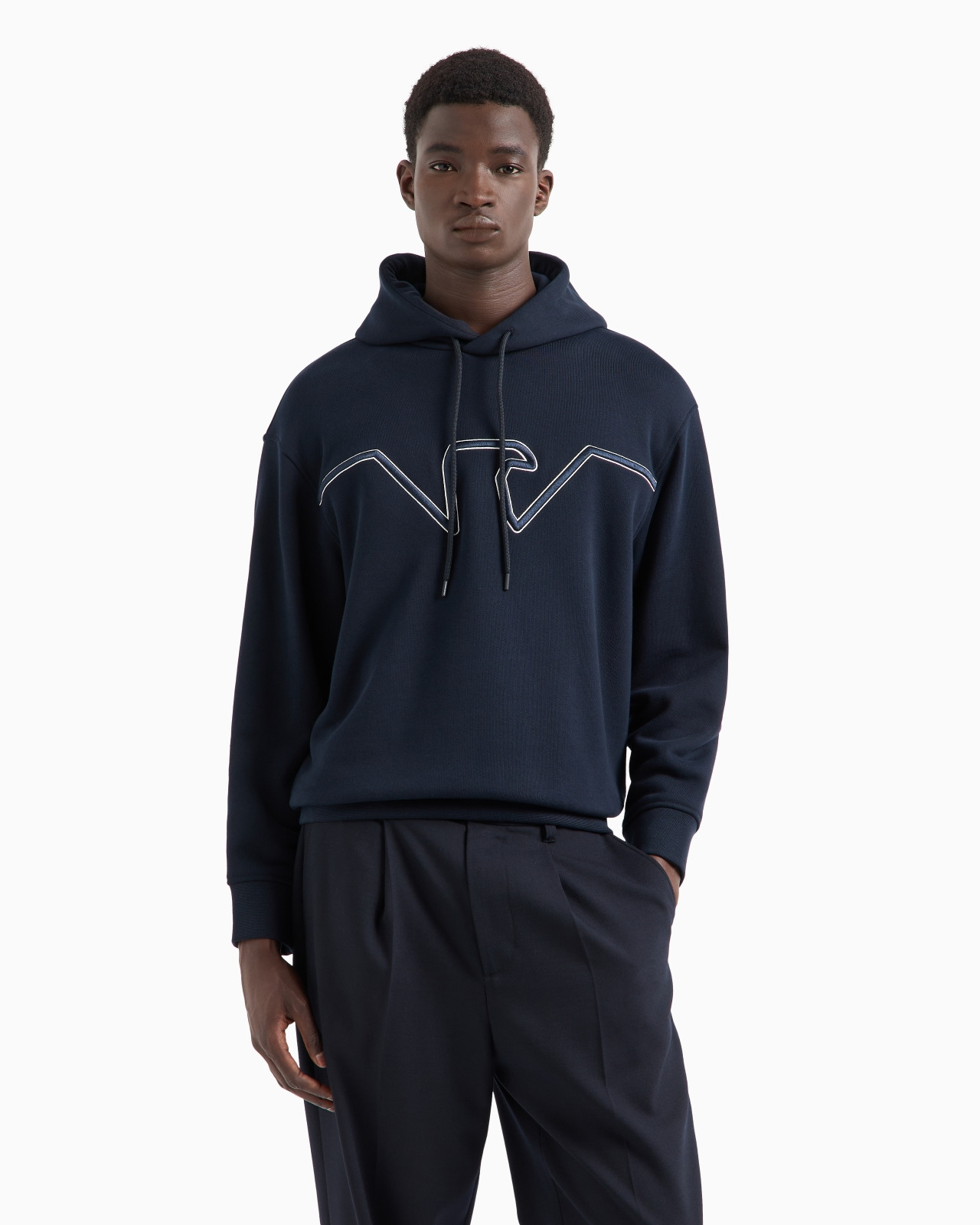 Hooded jersey sweatshirt with embossed domed logo - 2