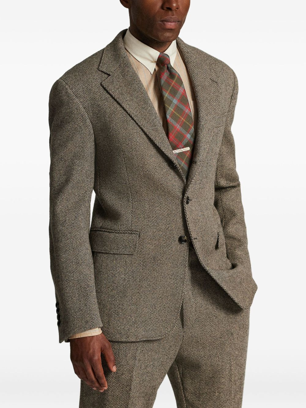 three-button tweed blazer - 3